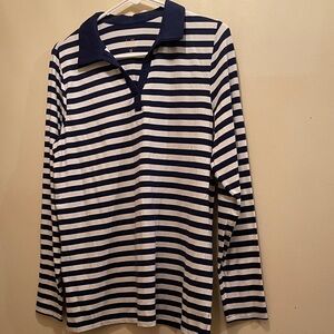Belle by Kim Gravel Navy and White Striped Top